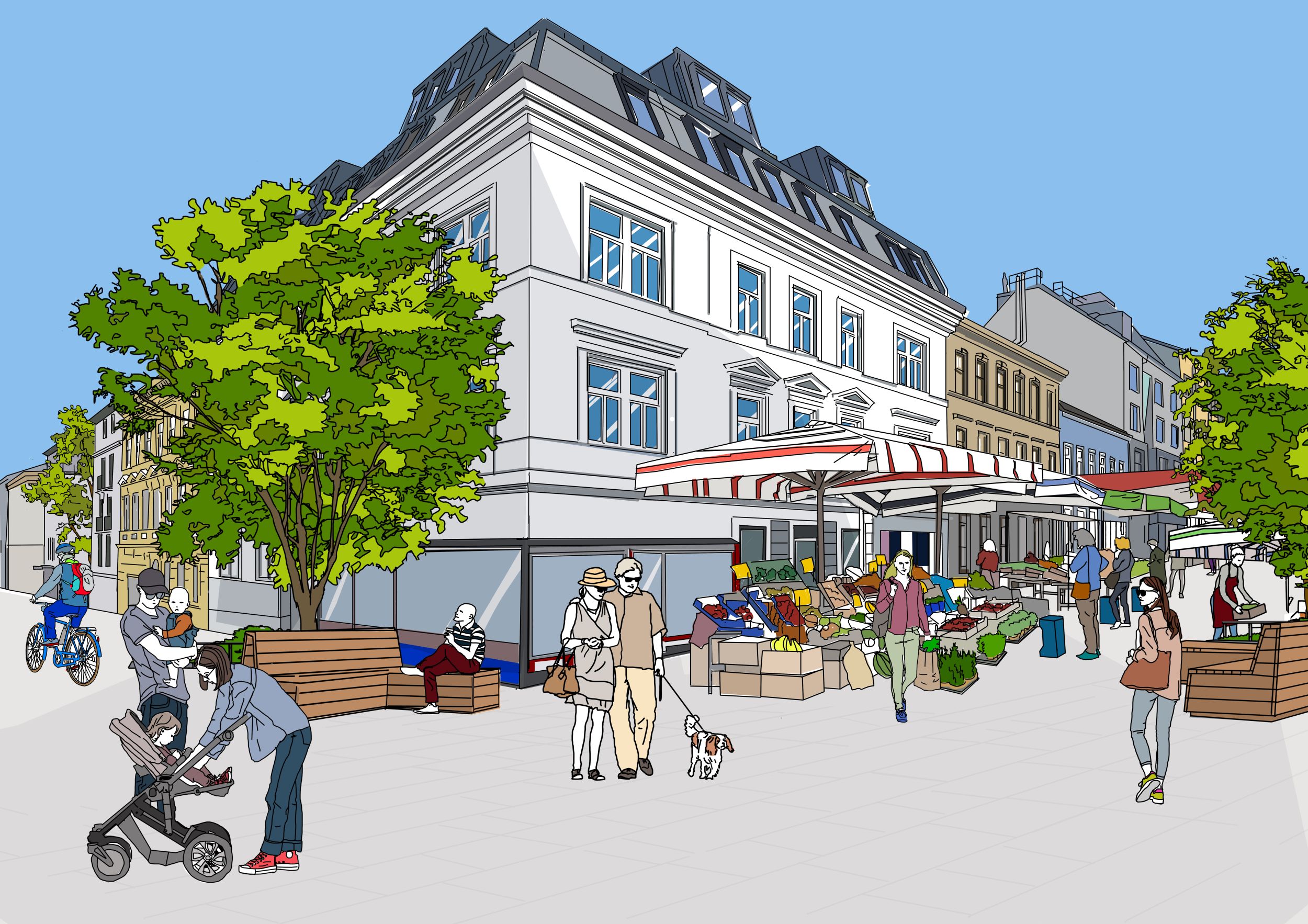 Illustration vom neuen Kutschkermarkt