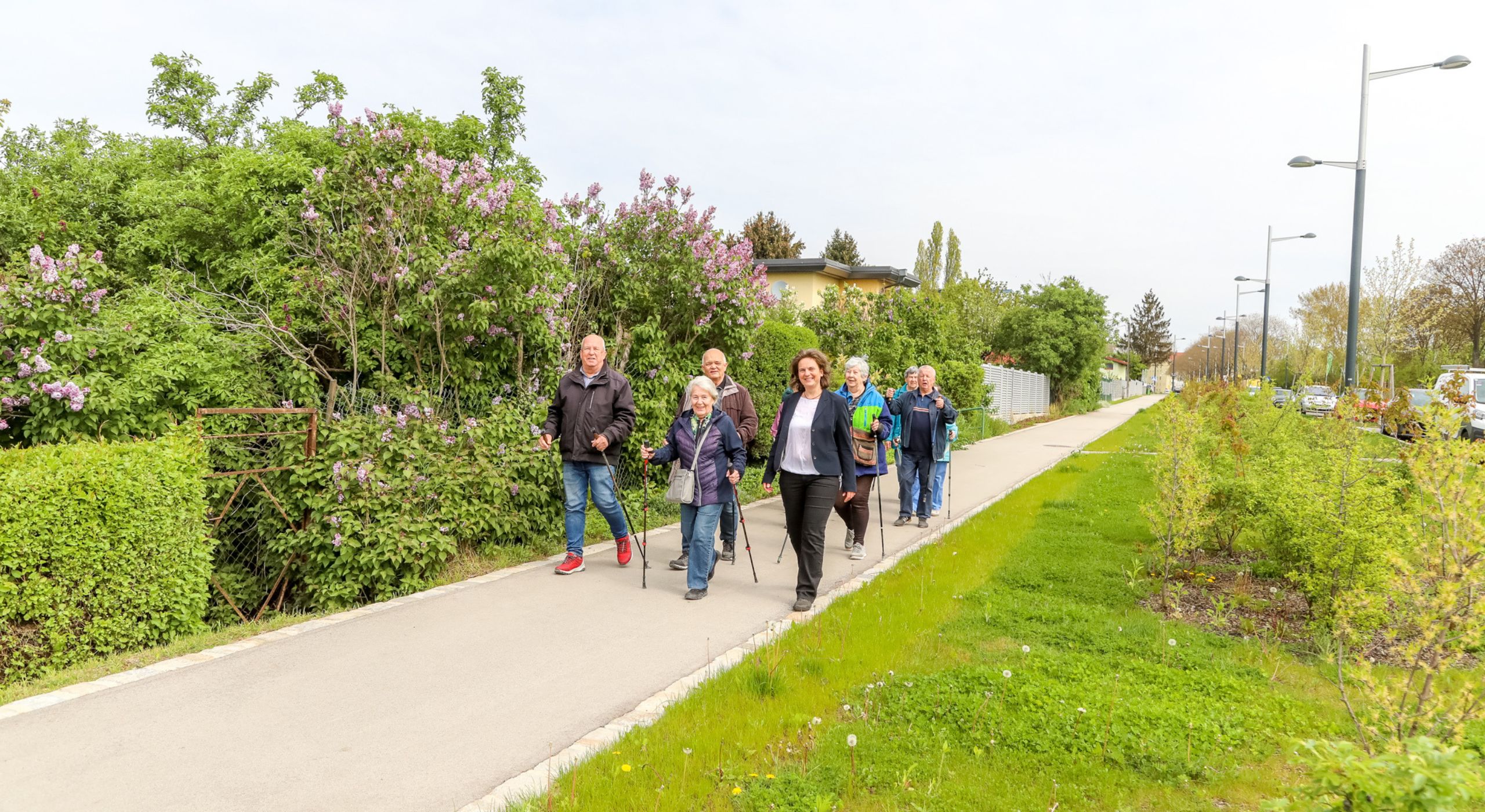 Nordic Walking Gruppe in der Eibesbrunnergasse