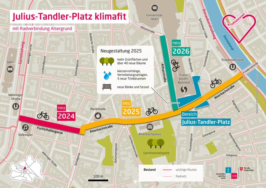 Kartengrafik mit den Projekten am Alsergrund